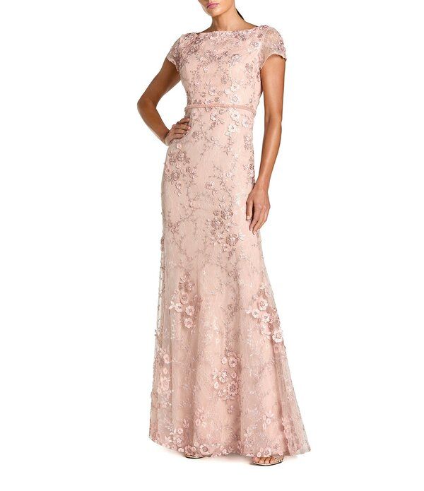 マックダガル レディース トップス ワンピース フラワー柄 メッシュ キャップ フラワー Mac Duggal Floral Mesh Appliqued Cap Sleeve Trumpet Lon 97,790円