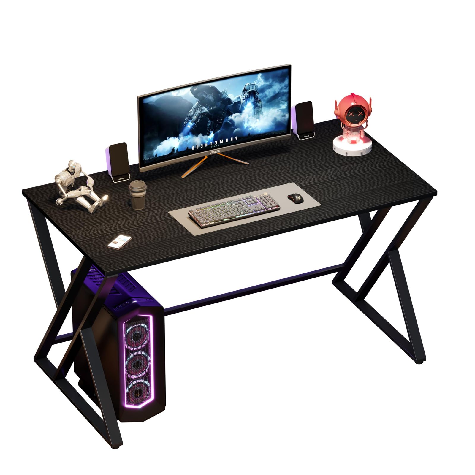 LVB パソコンデスク pc デスク 120 ワークデスク ゲーミングデスク オフィス 在宅ワーク computer desk 木製 机 作業机 学習机 組み立て 簡単 シンプル つくえ 長方形 ブラック 幅120×奥行60×高さ70cmｍａ