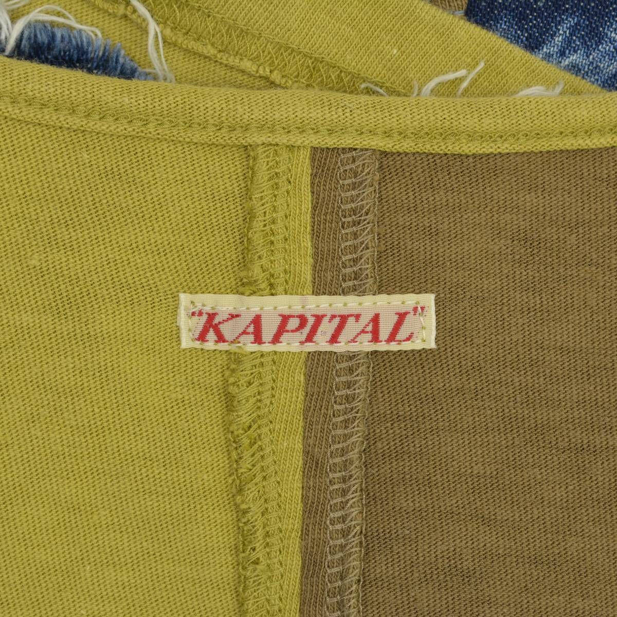 KAPITAL】パッチワークデニム×カットソー 再構築七分袖チュニック
