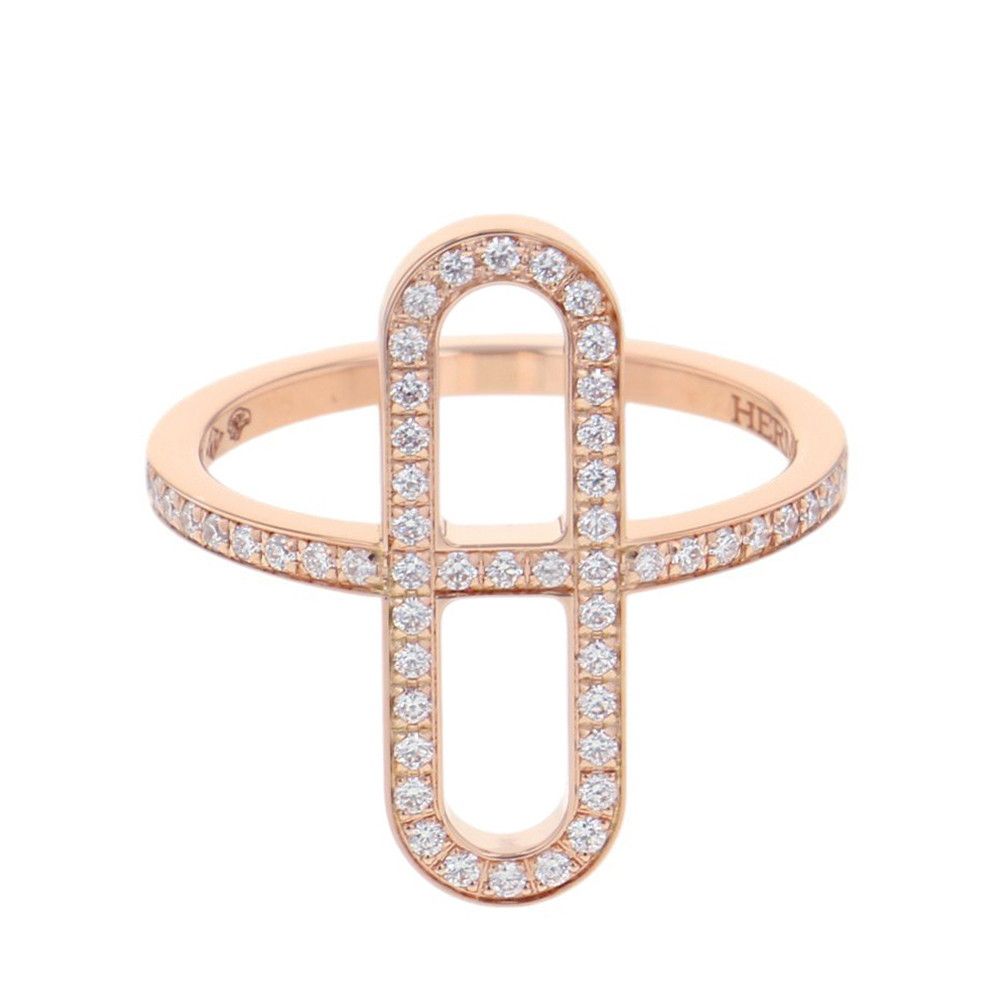 エルメス リング エヴァー・シェーヌ・ダンクル PM ダイヤモンド 59P 計0.24ct K18PGピンクゴールド サイズ50 HERMES 指輪