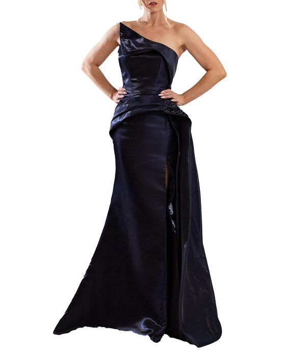 テラニクチュール レディース トップス ワンピース アシンメトリー ストラップレス ニット Terani Couture Shimmer Knit Asymmetric Strapless High