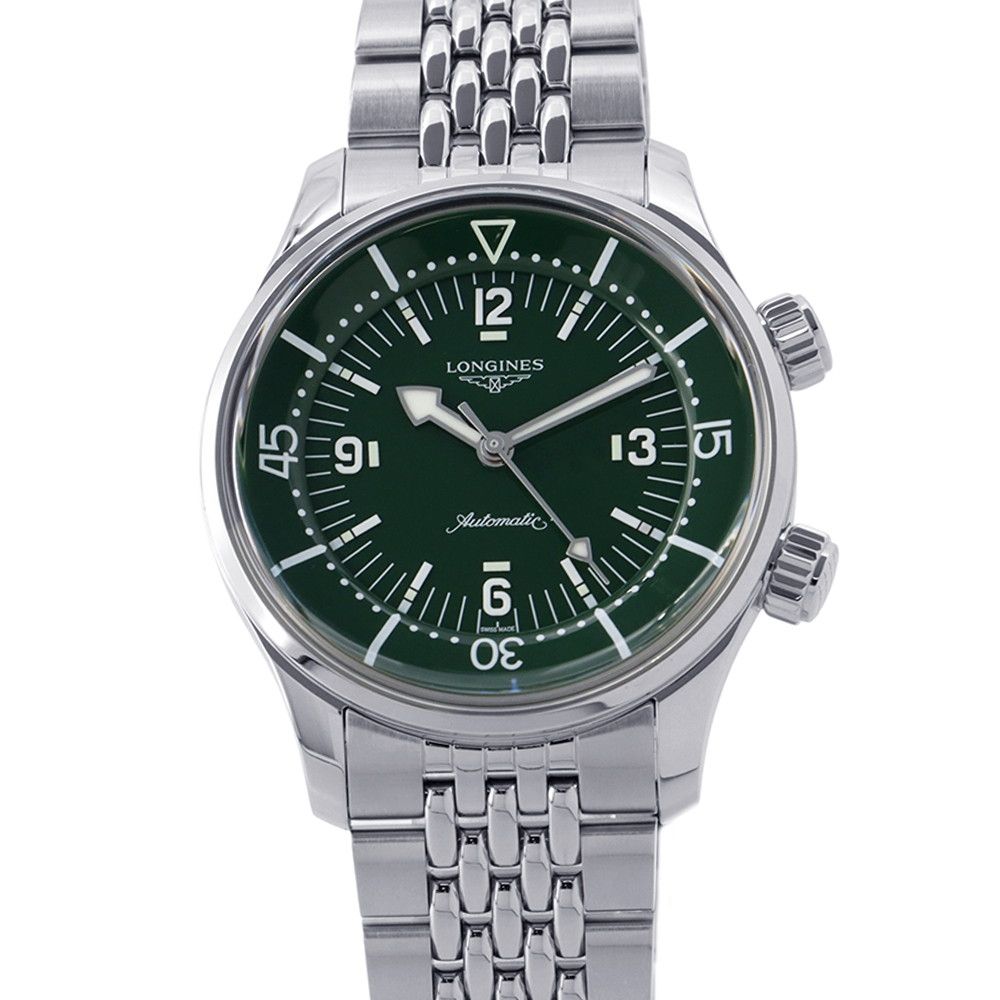 ロンジン レジェンドダイバー L3.764.4.06.6 LONGINES 腕時計 グリーン文字盤