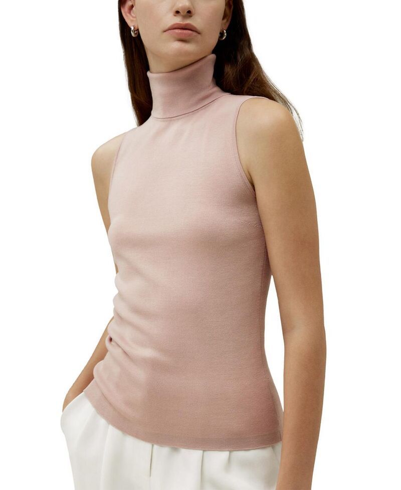 リリーシルク レディース トップス シャツ タートルネック ミニ ノースリーブ LILYSILK Minimalist Sleeveless Turtleneck Topink ピンク