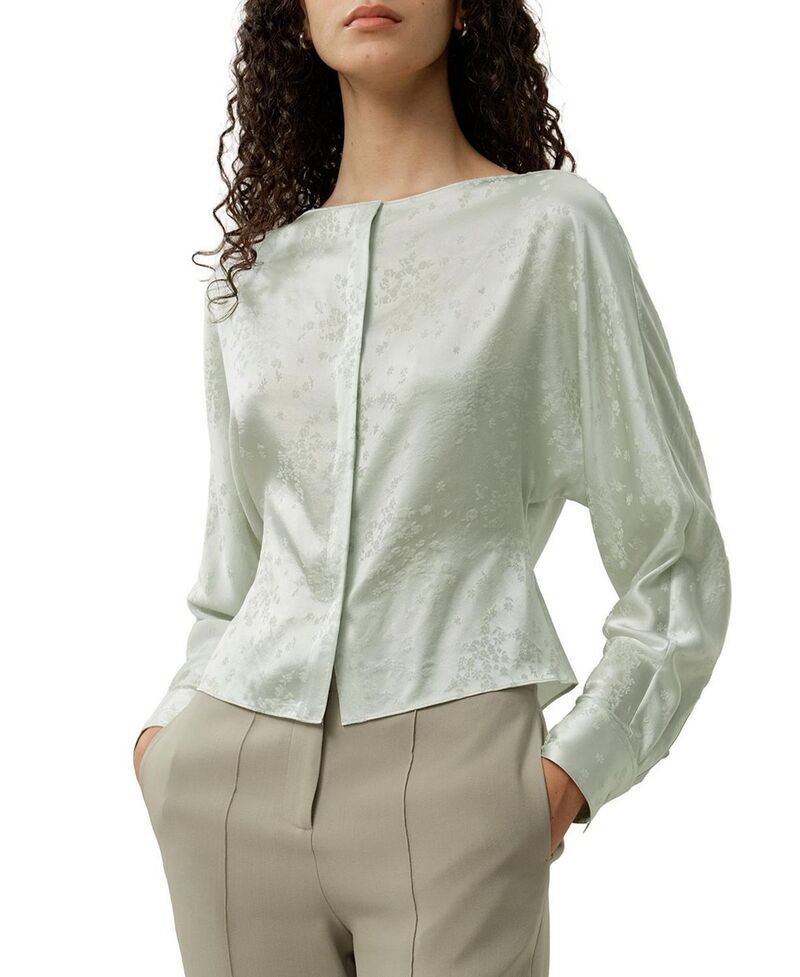 リリーシルク レディース トップス シャツ ブラウス LILYSILK YING Jacquard Silk Blouse Jade Green グリーン 37,570円