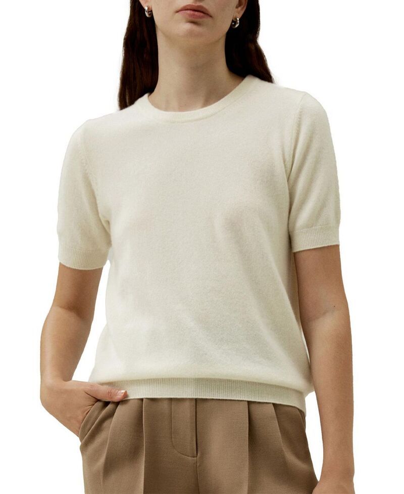 リリーシルク レディース トップス シャツ クルーネック ニット LILYSILK Crew Neck Basic Knitop White ホワイト