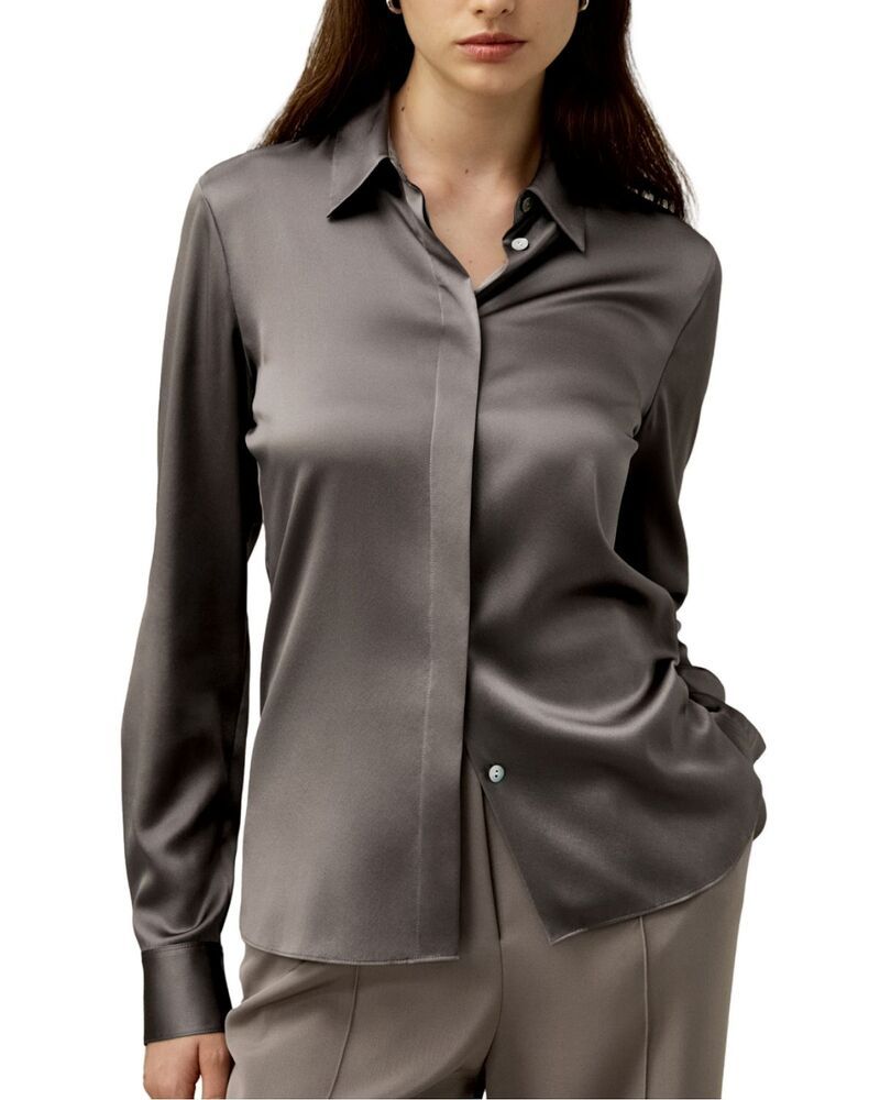 リリーシルク レディース トップス シャツ LILYSILK Elegant Silhouette Silk Shirt Mercury