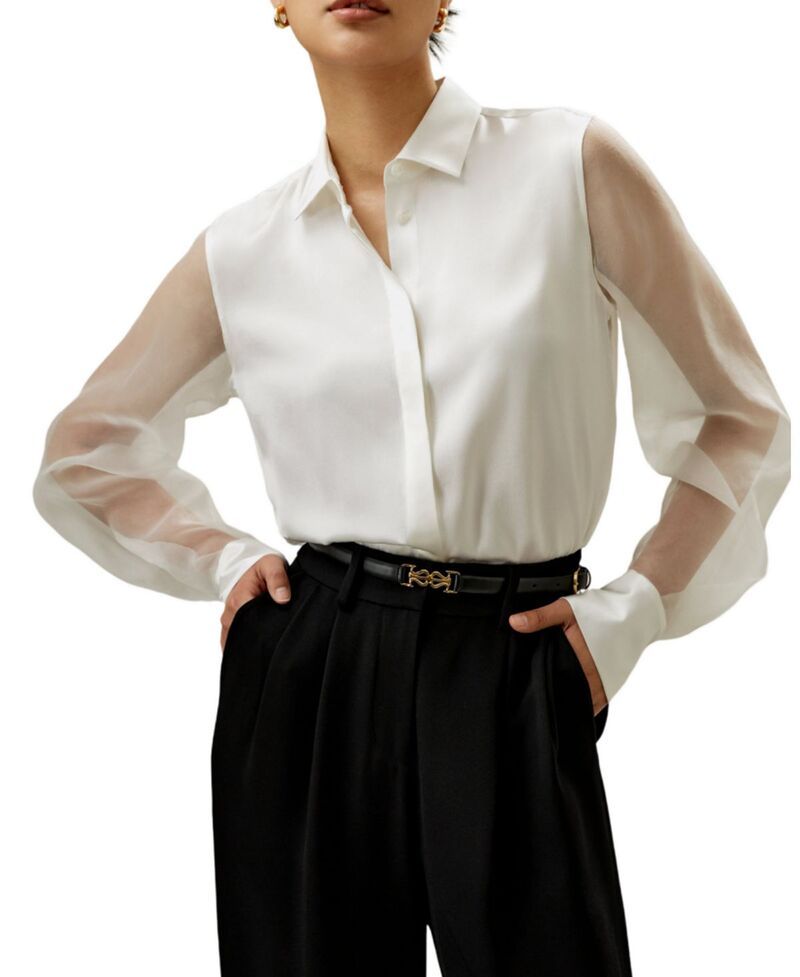 リリーシルク レディース トップス シャツ LILYSILK Ethereal Silk Shirt Natural White ホワイト