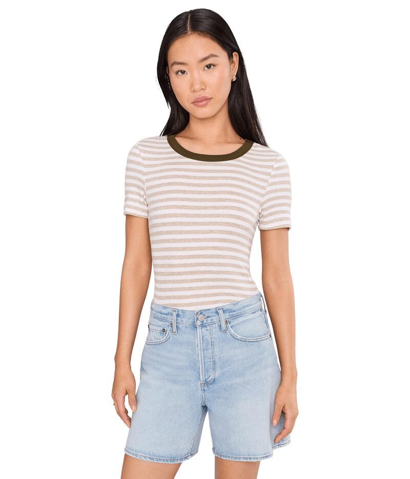 マイケルスターズ レディース トップス シャツ Michael Stars Jenny Ringer Tee OatmealWhiteC ホワイト