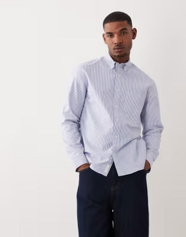 アルケット メンズ トップス シャツ ARKET shirt in light blue stripes Light Blue Stripe ブルー