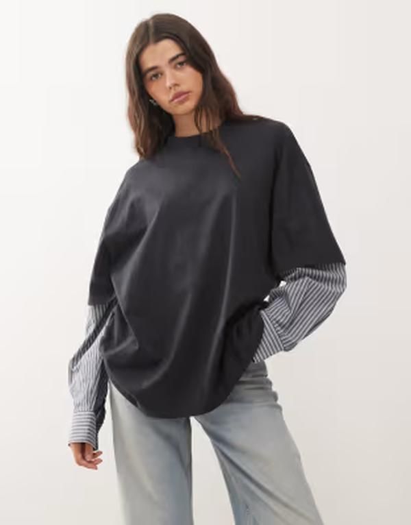 ライオネス レディース トップス Tシャツ オーバーレイ Lioness 2 in 1 oversized tshirt overlay and striped long sleeve shirt i 22,260円