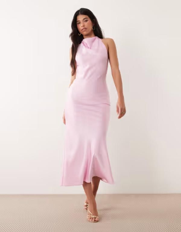 カイア レディース トップス ワンピース サテン レース マキシ Kaiia exclusive satin high cowl neck lace back detail maxi dress in