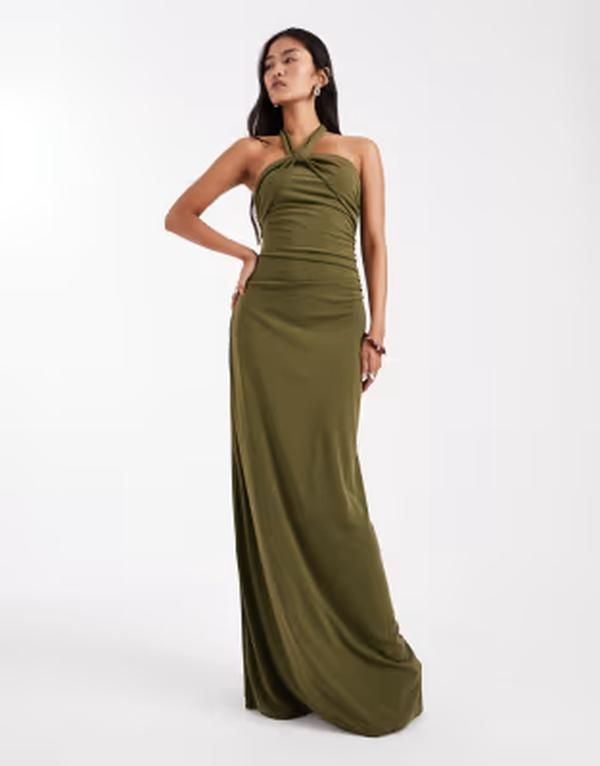 シックスストーリーズ レディース トップス ワンピース マキシ ホルター Six Stories Bridesmaidstretchalter neck maxi dress Fern green グ