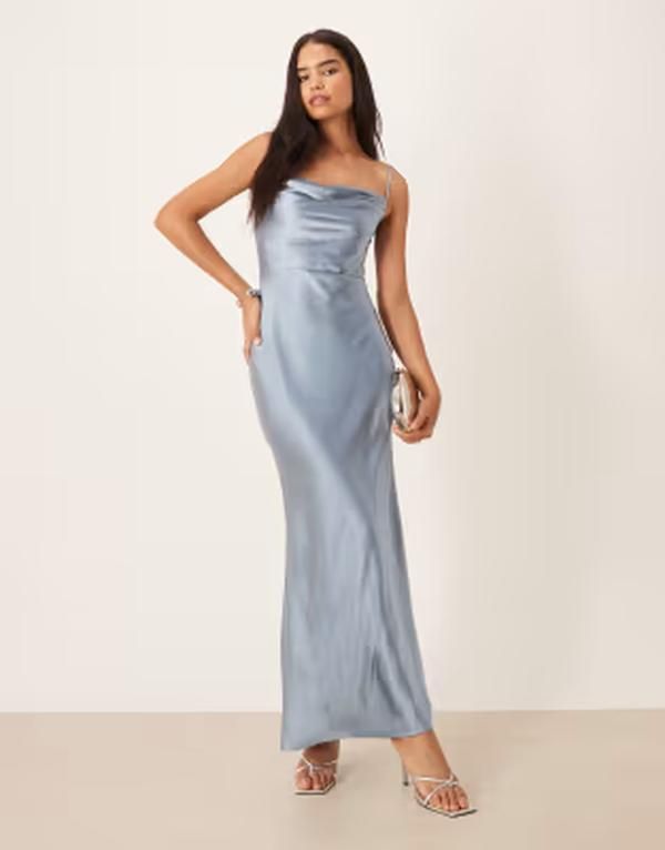 プリティラヴィッシュ レディース トップス ワンピース サテン マキシ Pretty Lavish Bridesmaid Keisha satin cowl neck maxi dress in li