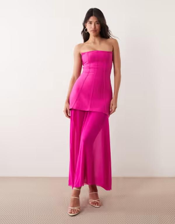 カイア レディース トップス ワンピース シアー マキシ Kaiia exclusive 00s maxi length sheer hem sculpting bandage dress in dr