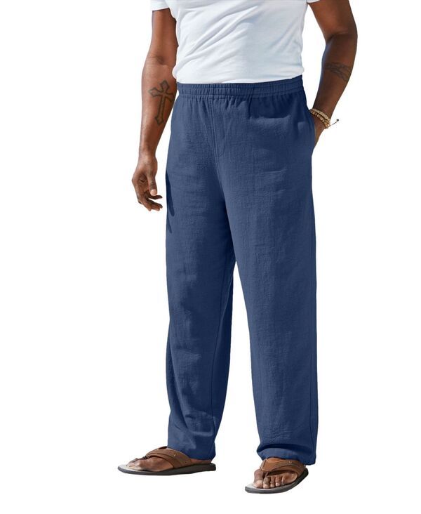 キングサイズ メンズ ボトムス カジュアルパンツ トール コットン KingSize Big Tall Elastic Waist Gauze Cotton Pants Navy ネイビー