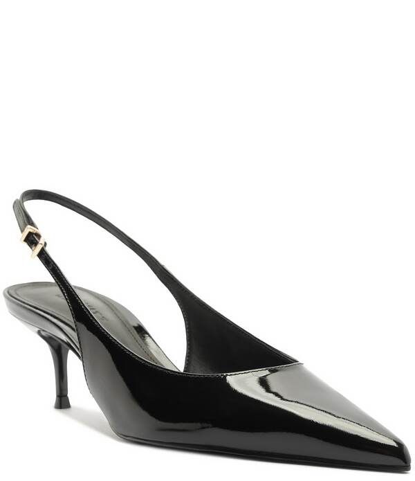 シュッツ レディース シューズ ヒール レザー Schutz Paola Mid Patent Leather Pointed Toe Slingback Pumps Black ブラック
