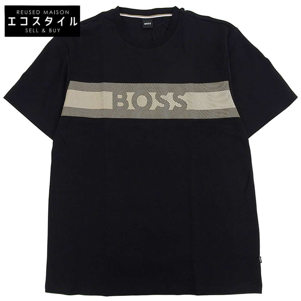 HUGOBOSS　ヒューゴボス　新品同様 ロゴ ジャージー Tシャツ トップス メンズ ブラック XXL 50495687　XXL