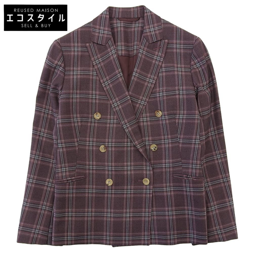 STRASBURGO　ストラスブルゴ　美品 HOLLAND＆SHERRY タータンチェック 6B ダブルジャケット レディース パープル系 40　40