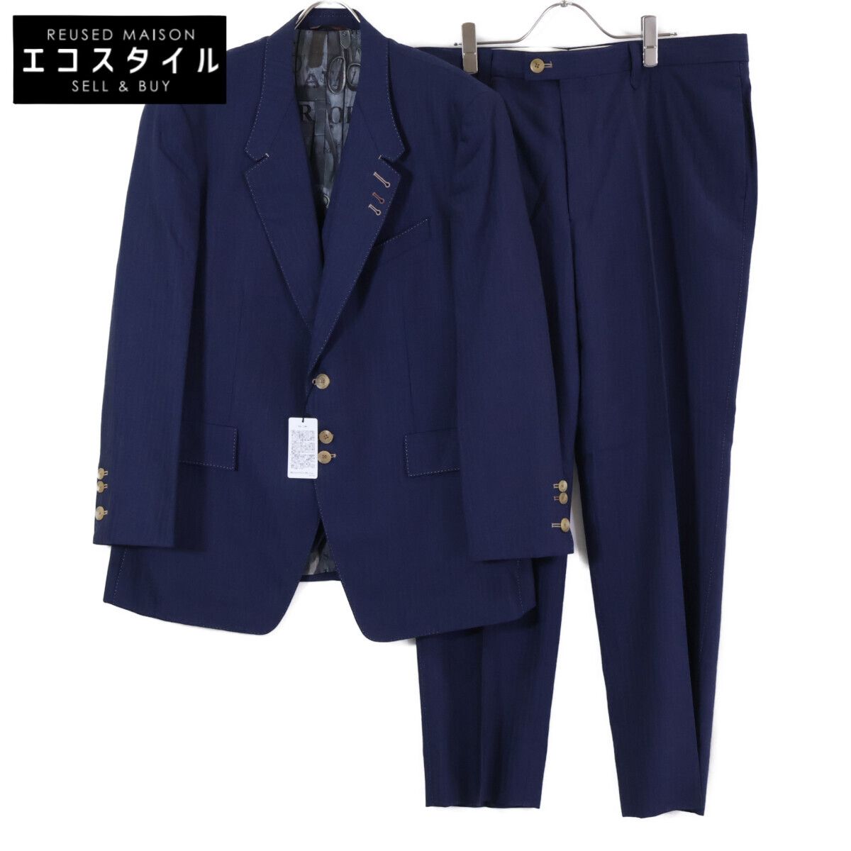 PaulSmith　ポールスミス　【新品同様】ストライプ ウール 裏地総柄 3Bシングル 3P　ジャケット・ベストXL/ボトムス100