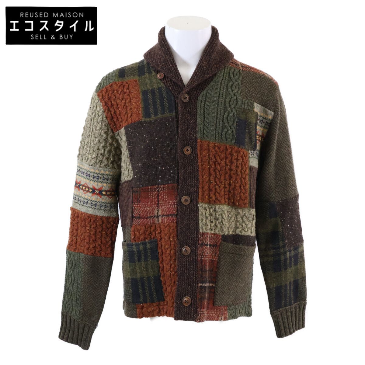 RRL　ダブルアールエル　【美品/国内正規】782799908001 ウールブレンド ショールカラー パッチワーク ニットカーディガン/　M 47,520円