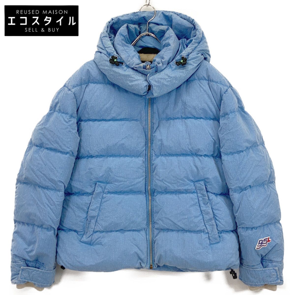 DIESEL　ディーゼル　ブルー W-GILLES ウォッシュ加工 ナイロンダウンジャケット　L