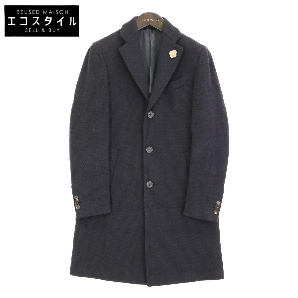 LARDINI　ラルディーニ　JJ23177AQ ネイビー ウール チェスターコート　46