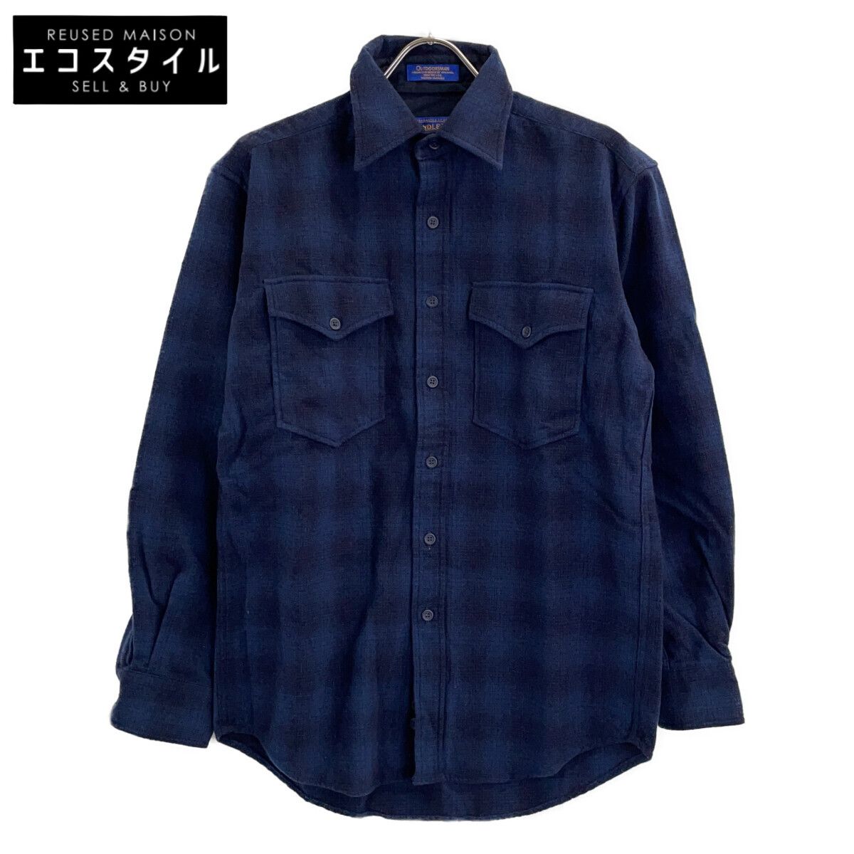 PENDLETON　ペンドルトン　90s~ OUTDOORS MAN ネイビー バージンウール100 オンブレチェック シャツ　S 11,722円