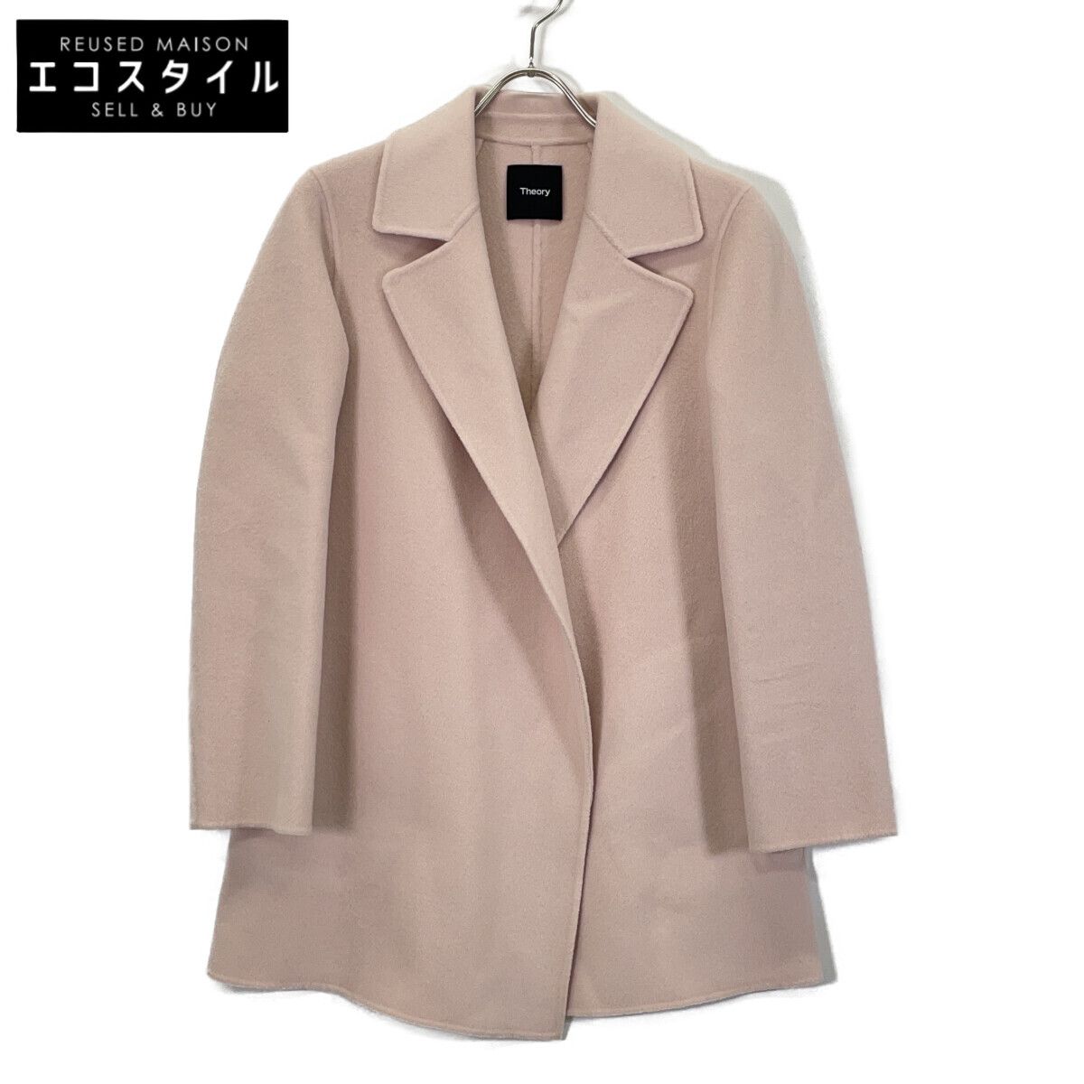 Theory　セオリー　22AW 01-2409602 ピンク ウール×カシミヤ LUXE NEW DIVIDE オープンコート　S