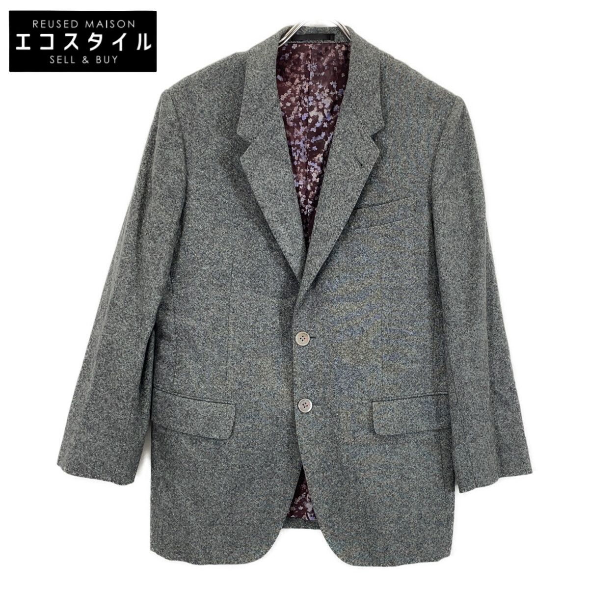 PaulSmith　ポールスミス　グレー カシミヤ 裏地総柄 ジャケット　M