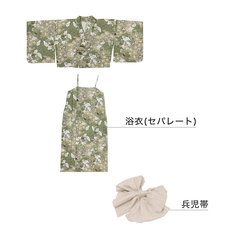 KYOETSU] [キョウエツ] 浴衣セット 変わり織 生成り ワンピース 2点