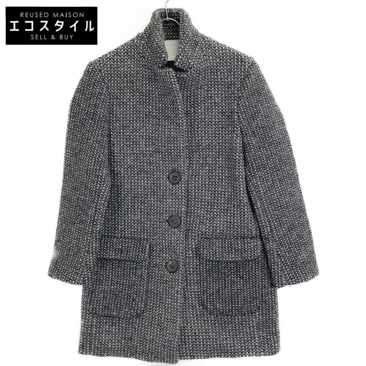 Cruciani　クルチアーニ　グレー スタンドカラー 3ボタン ニット コート　42 21,099円