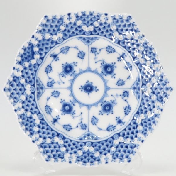 ロイヤルコペンハーゲン プレート■ブルーフルーテッド ダブルフルレース サラダプレート 透かし 1枚 Royal Copenhagen 17.5cm 1級品