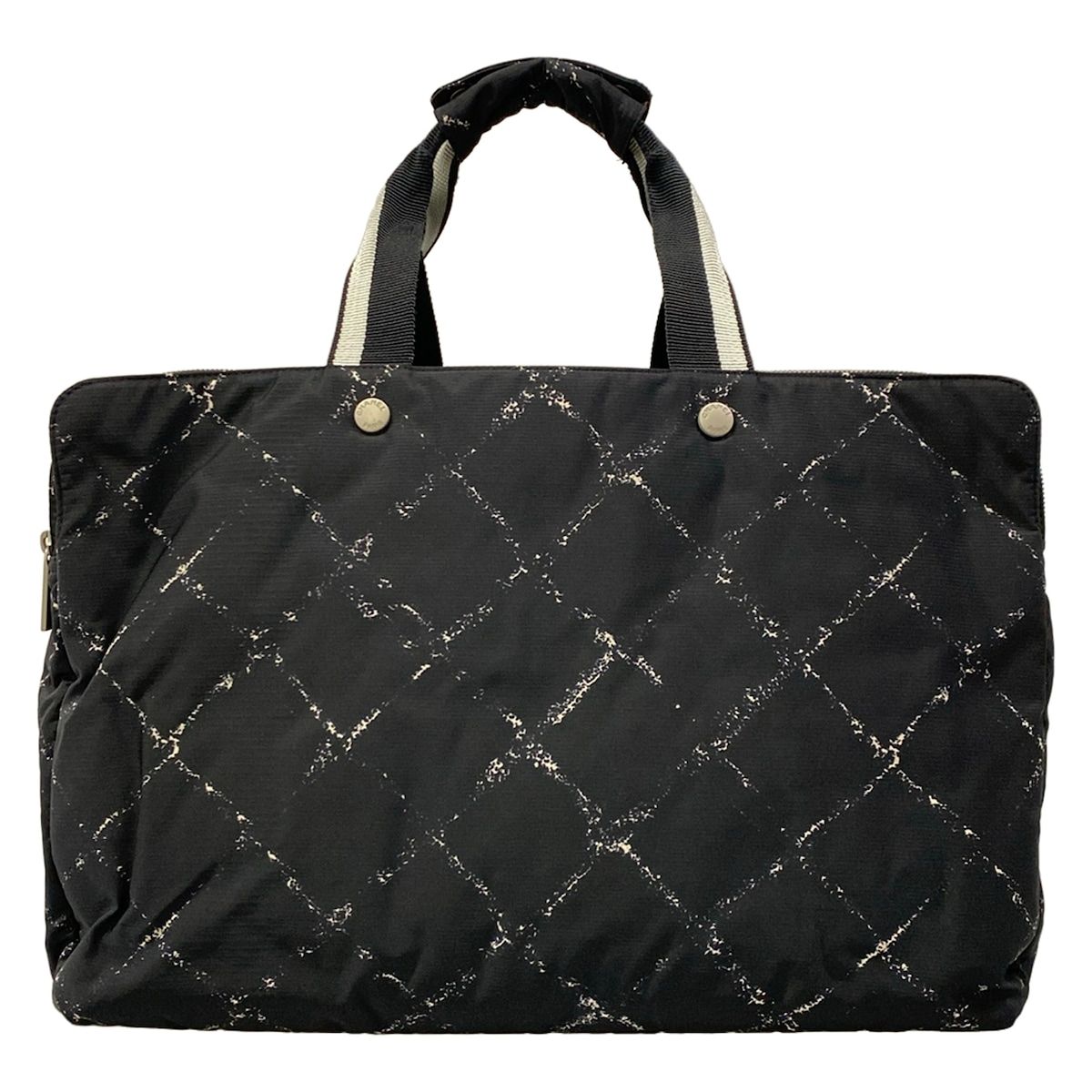 CHANEL(シャネル) ボストンバッグ 旧トラベルライン 黒×アイボリー