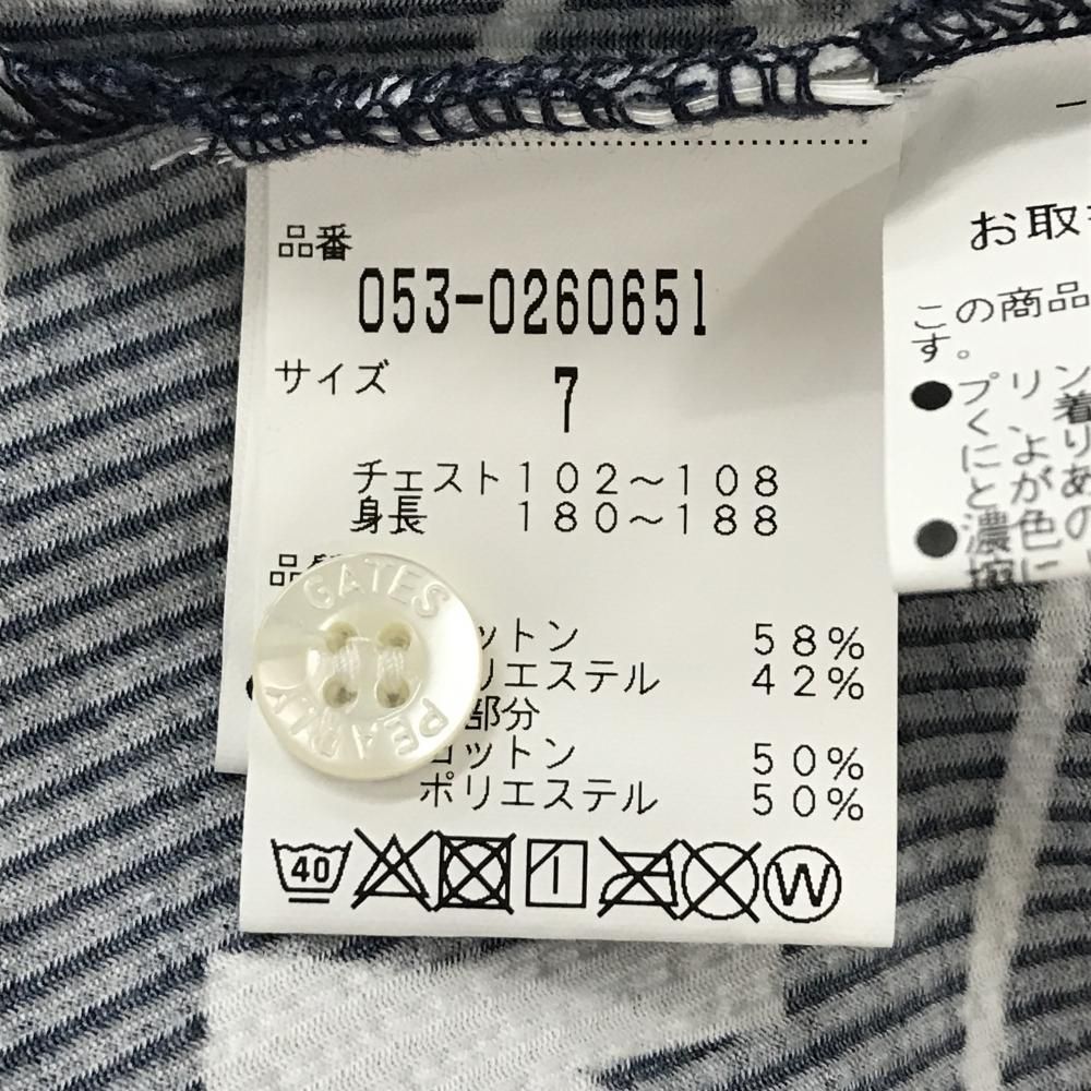 パーリーゲイツ 半袖ポロシャツ ネイビー×白 ロゴ総柄 メンズ 7(2XL