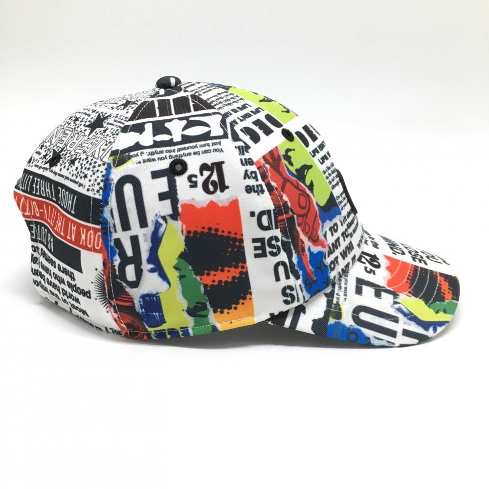 超美品】ディセンバーメイ キャップ 白×黒×レッド 総柄 英字 FREE