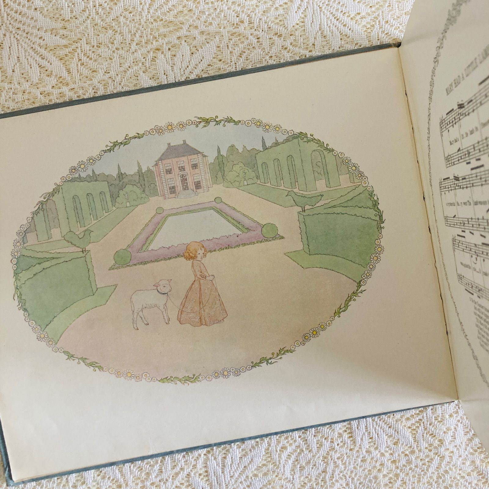 No.373希少 アンティーク洋書 古書 ル・メール 絵本 児童書　童謡 ル・メール挿絵の優雅なアンティーク楽譜絵本 Our Old Nursery Rhymes