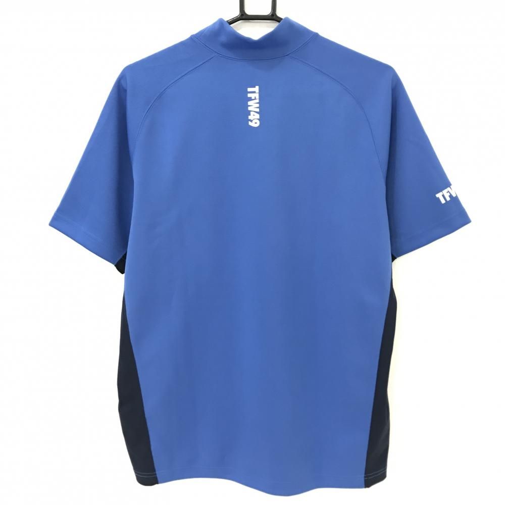 超美品】TFW49 半袖ハイネックシャツ ブルー×ネイビー バイカラー
