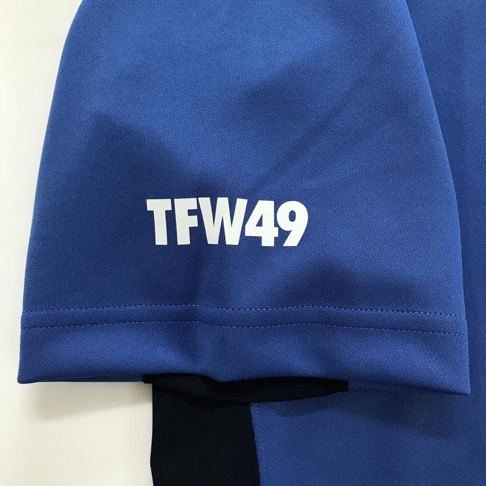 超美品】TFW49 半袖ハイネックシャツ ブルー×ネイビー バイカラー