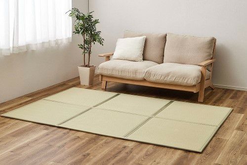 萩原 い草風たためる連結畳　綾模様　6面　約150×225×1.1cm　グリーン