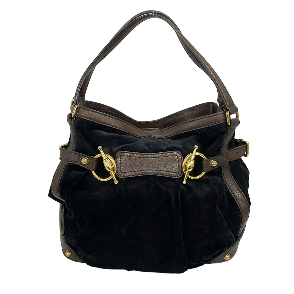 GUCCI(グッチ) トートバッグ ジョッキーホーボー 203546 黒×ダークブラウン レザー