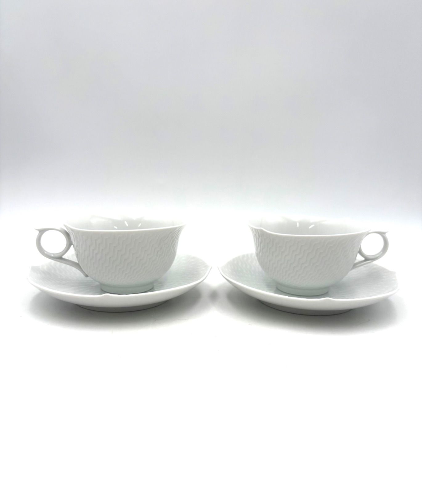 未使用保管品 MEISSEN マイセン 波の戯れ ホワイト カップ＆ソーサー 2 