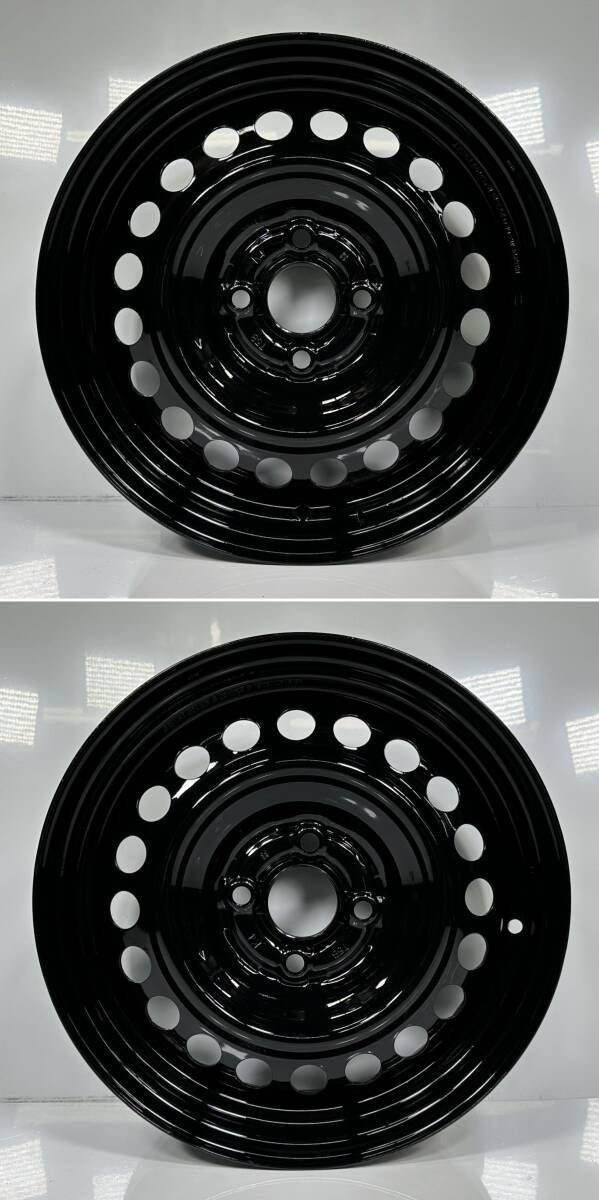 美品 フィット GP5 GR3 純正 鉄ホイール×2本セット 黒 防錆艶塗装済み 15インチ 6J 4穴 PCD100 +50 ハブ径56 42700-T5B-N02 T5B 管理36079