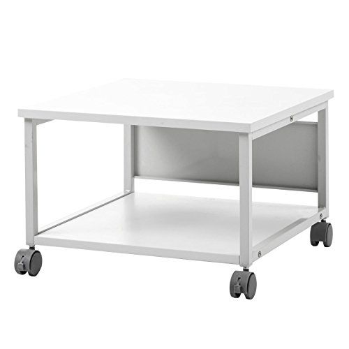 サンワダイレクト プリンター台 キャスター付き 幅52×奥行52×高さ35cm 総耐荷重55kg 2段 プリンターラック ホワイト 100-LPS010ｍａ