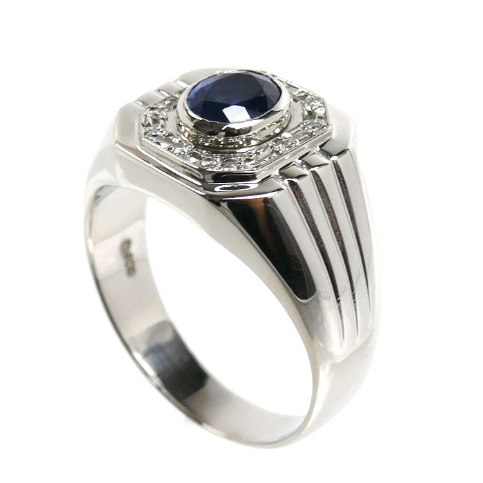 Pt900プラチナ リング・指輪 サファイア1.41ct ダイヤモンド0.08ct