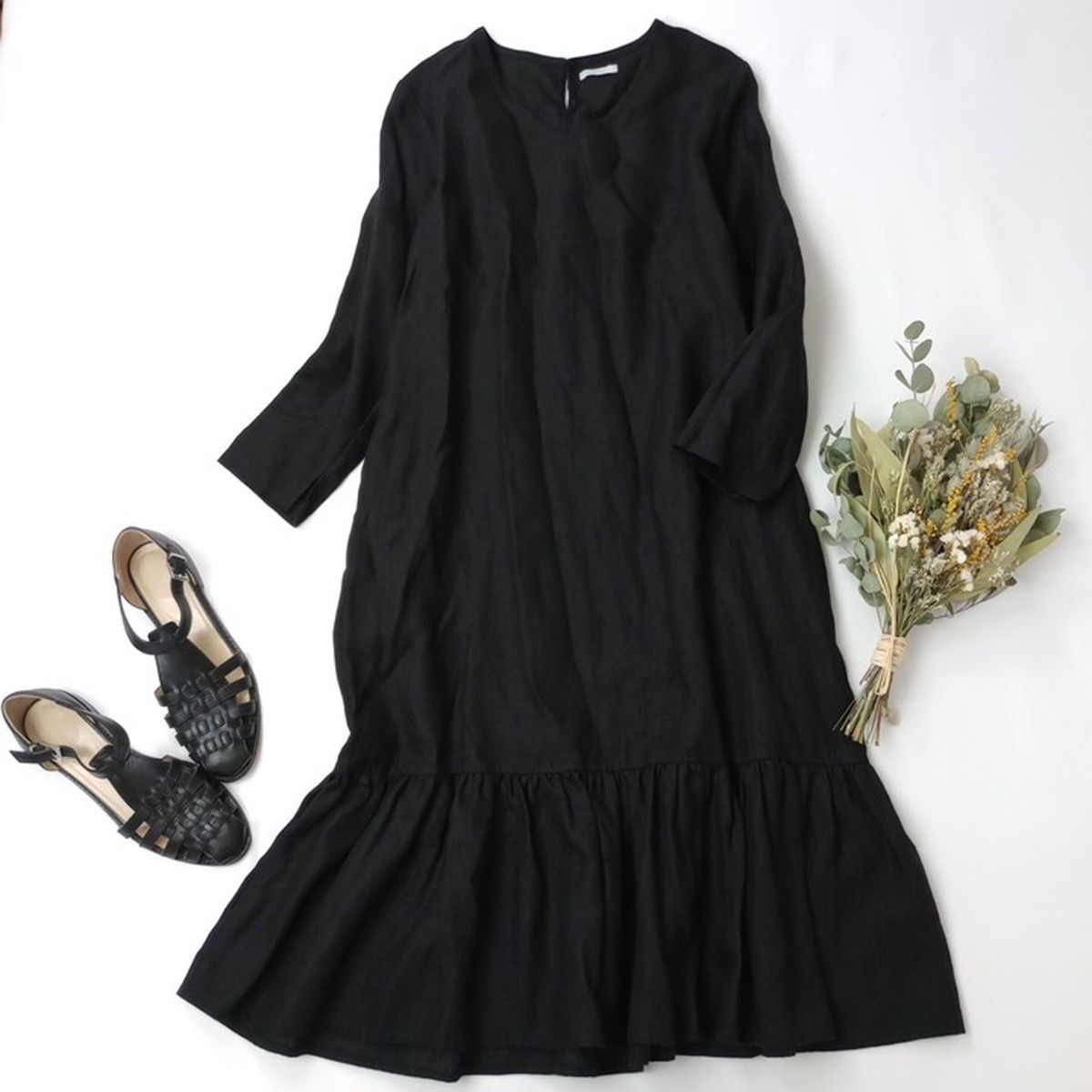 fog linen workフォグリネンワーク リネン100％ロングワンピース fog linen work フォグリネンワーク ロングワンピース リネン 麻 100