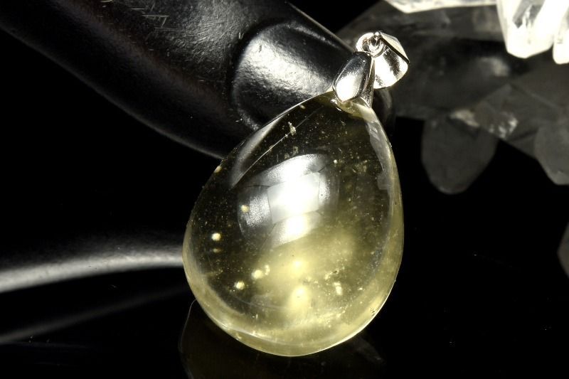 希少☆リビアングラス ピラミッド型 1点物】シルバー925◇ぷっくり透明 リビアングラス 24x18mm ドロップ