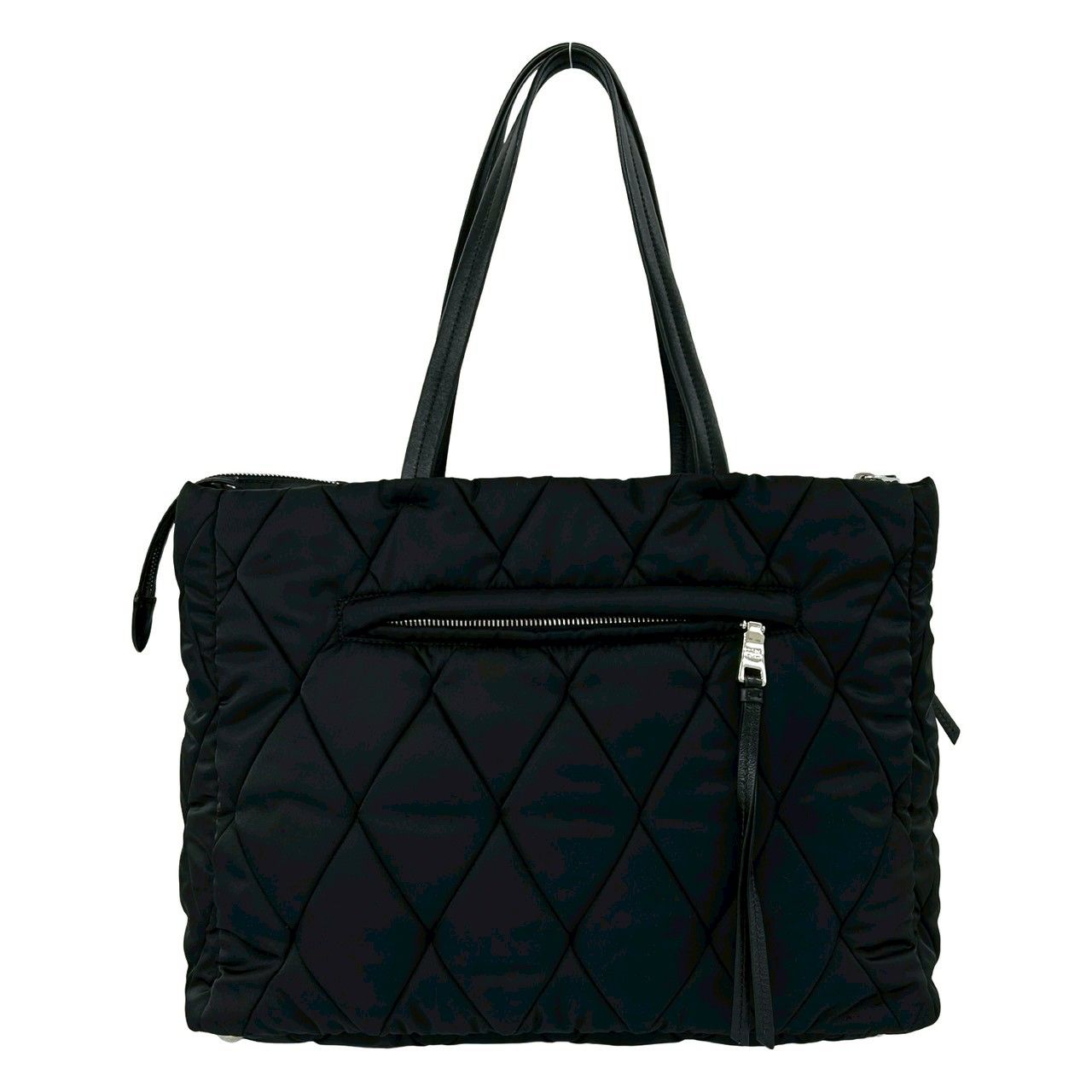 極 美品 PRADA プラダ 三角ロゴ 金具 キルティング ナイロン レザー 本