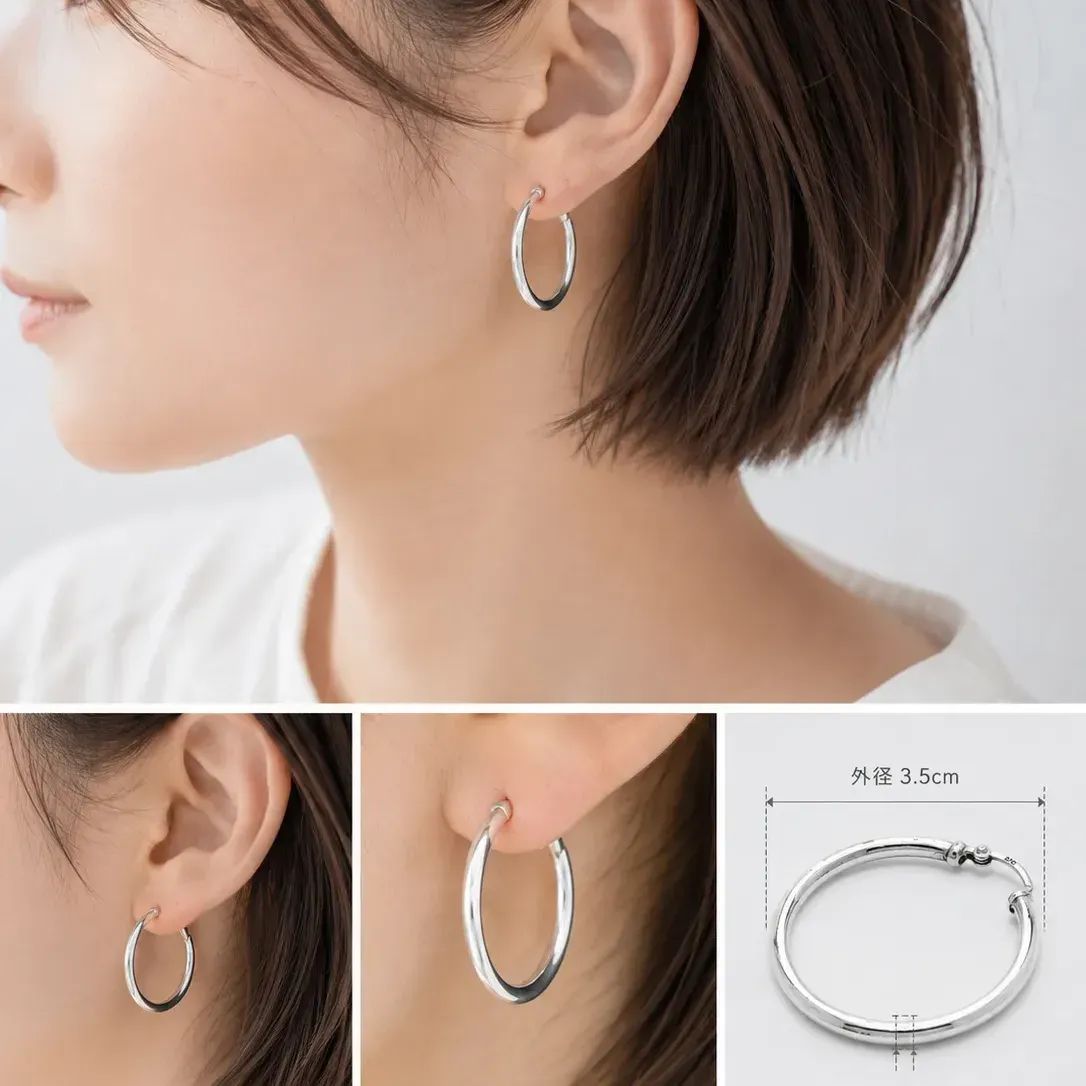 シルバー925 フープピアス 両耳セット - メルカリ