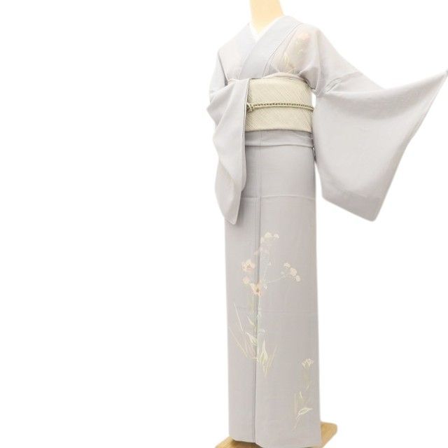 百華❀Y5186◇美品 夏着物 一つ紋 絽 正絹 桔梗 手縫い仕立て 訪問着