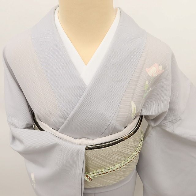 百華❀Y5186◇美品 夏着物 一つ紋 絽 正絹 桔梗 手縫い仕立て 訪問着